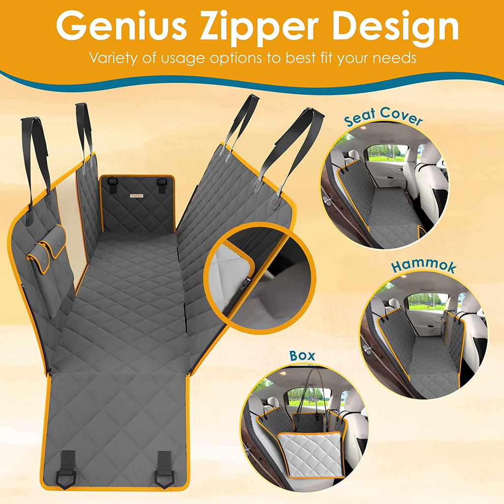 Ultimate Waterproof Dog Car Seat Cover - Nonslip Hammock with Mesh Window & Safety Belt