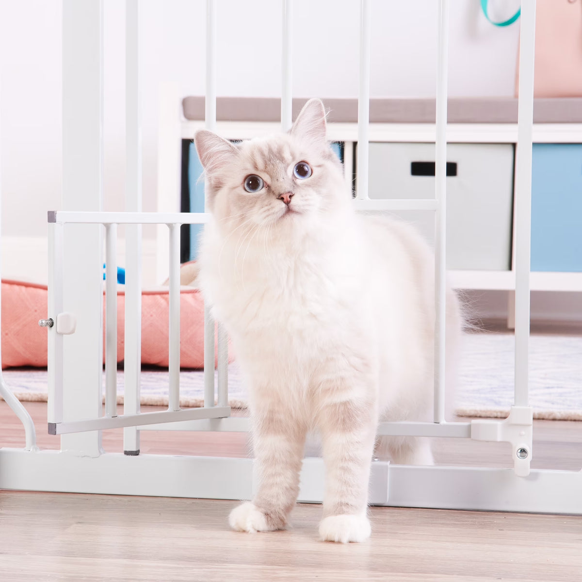 Carlson Extra Wide Walk-Through Pet Gate, 29"-38.5" Wide, Small Door, White