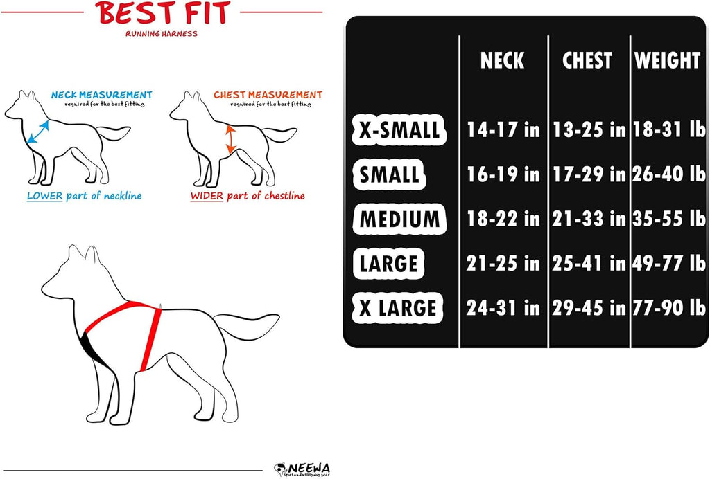 Dog Running & Hiking Harness - X-Small, Red, Reflective