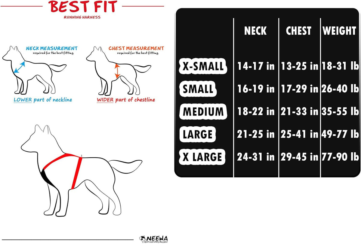 Dog Running & Hiking Harness - X-Small, Red, Reflective