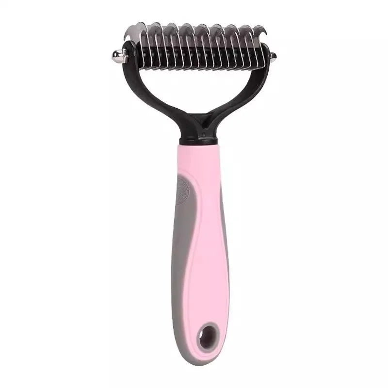 Double Sided Stainless Steel Pet Deshedding Brush Dog Grooming Comb for Shedding and Dematting - Efficient Pet Care Tool