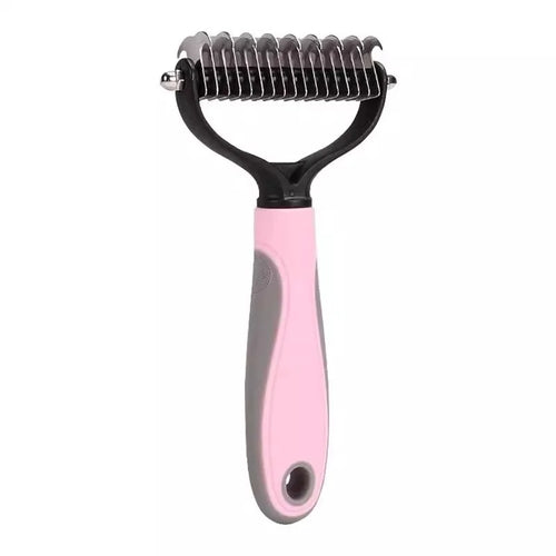 Double Sided Stainless Steel Pet Deshedding Brush Dog Grooming Comb for Shedding and Dematting - Efficient Pet Care Tool