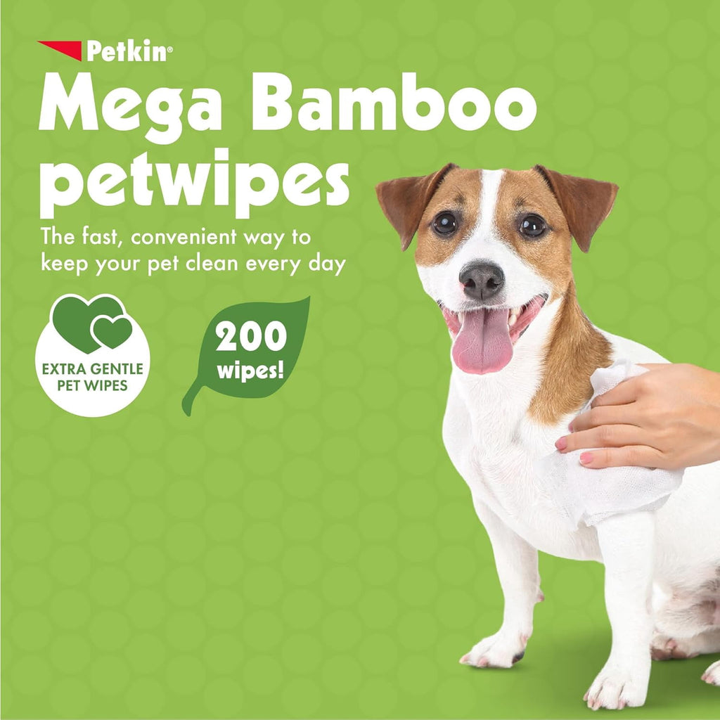 Mega Bamboo Pet Wipes - 200 Count for Cats and Dogs