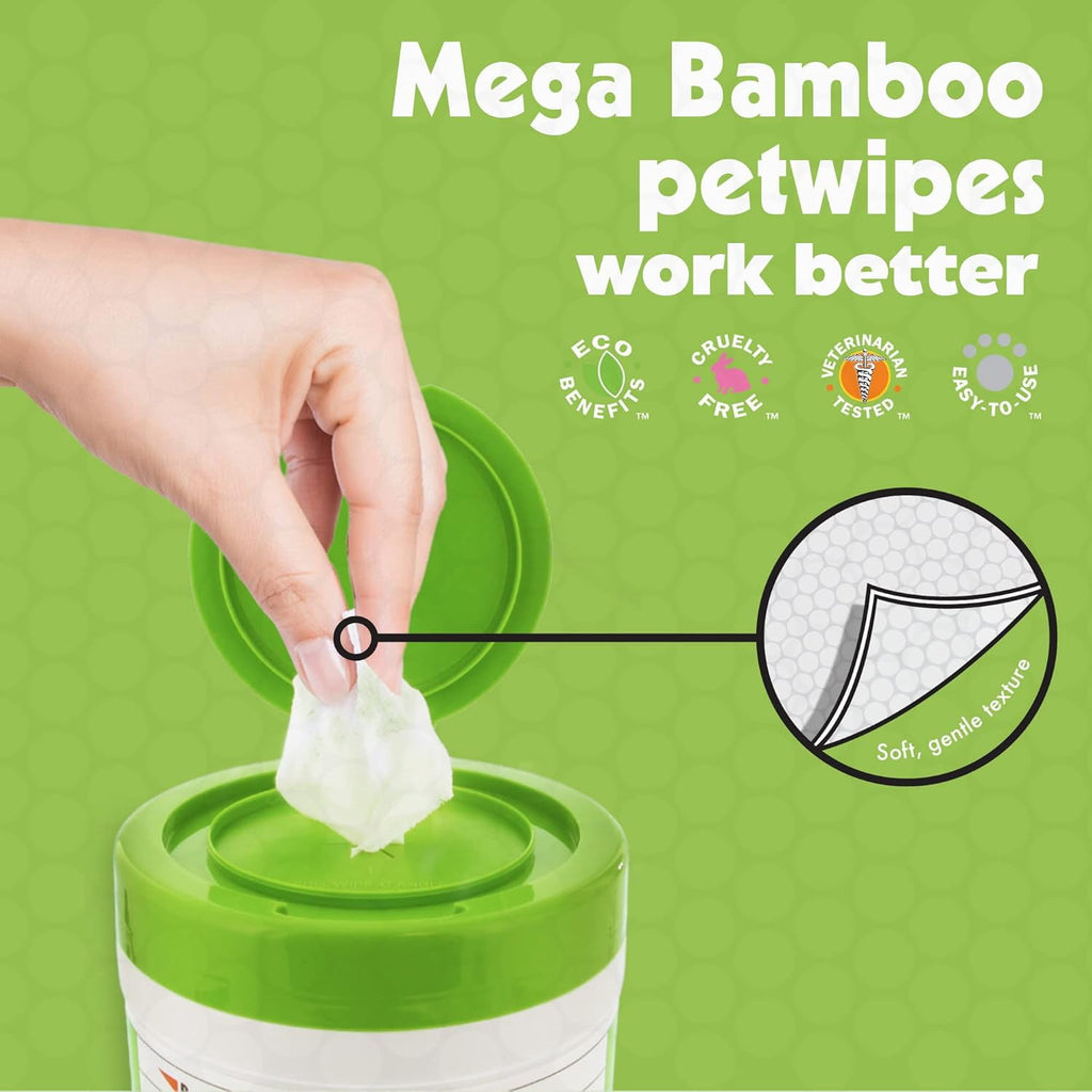 Mega Bamboo Pet Wipes - 200 Count for Cats and Dogs