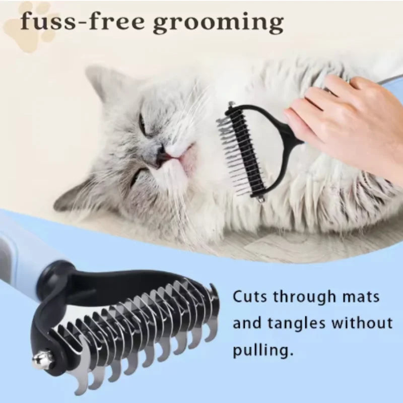 Double Sided Stainless Steel Pet Deshedding Brush Dog Grooming Comb for Shedding and Dematting - Efficient Pet Care Tool