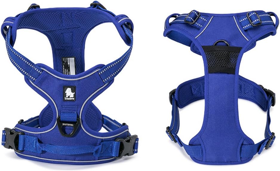 Ultimate Comfort Adjustable No-Pull Dog Harness - Reflective Vest for Medium Breeds in Royal Blue