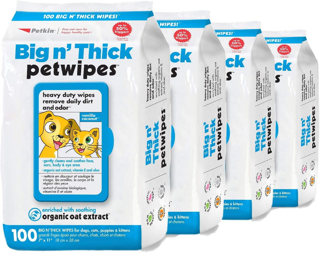 Ultimate Pet Wipes for Dogs and Cats - 400 Large Cleansing Wipes for Ears, Face, Body & More - Perfect for Home or Travel - 4 Packs of 100 Wipes