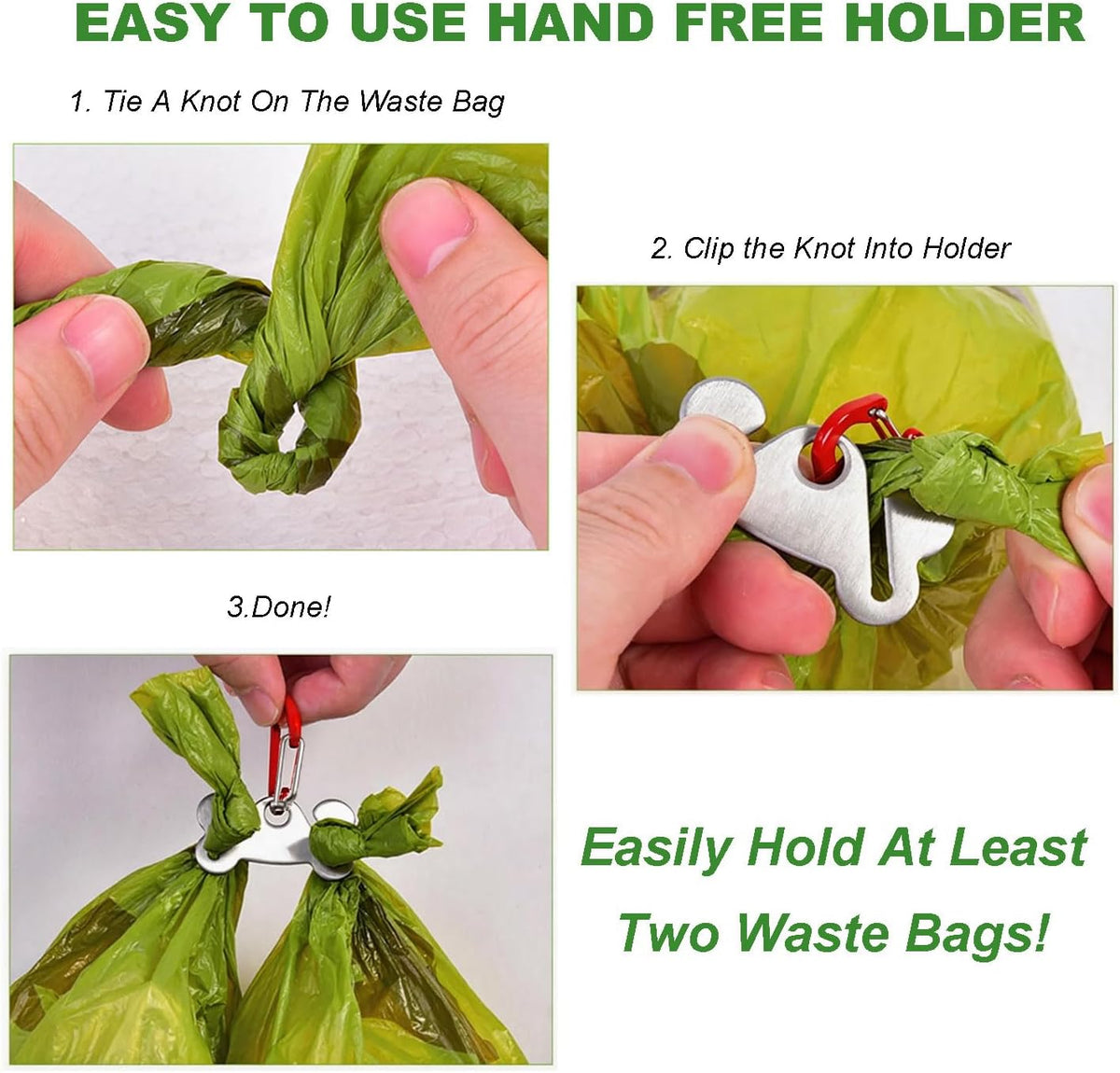 Stylish Red Dog Poop Bag Holder with Metal Clip - Convenient 2-Pack Waste Bag Dispenser