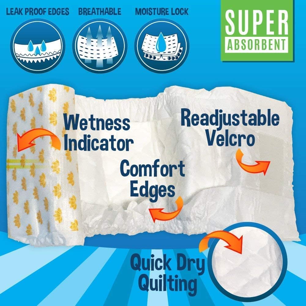Super Absorbent Disposable Male Dog Diapers - Leak-Proof Pee Wraps for Small Breeds - Adjustable Fit with Wetness Indicator - 20 Count