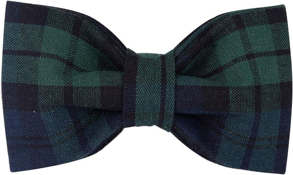 Festive Green Plaid Dog and Cat Collar with Bow - Adjustable, Soft, and Comfy Bowtie for XX-Small to Large Pets