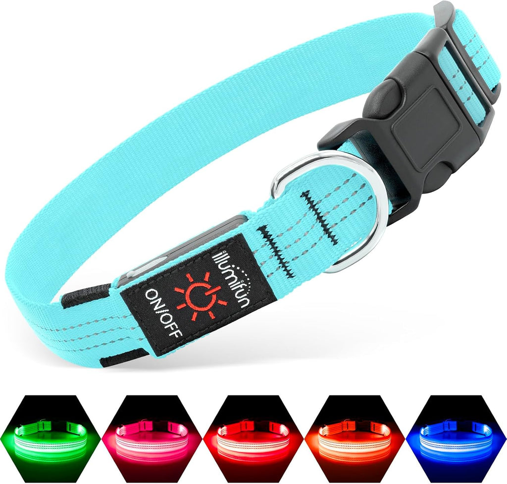 Illuminate Your Walks: USB Rechargeable LED Dog Collar - Glow in the Dark Safety Collar for Medium Pets (BlueⅢ)