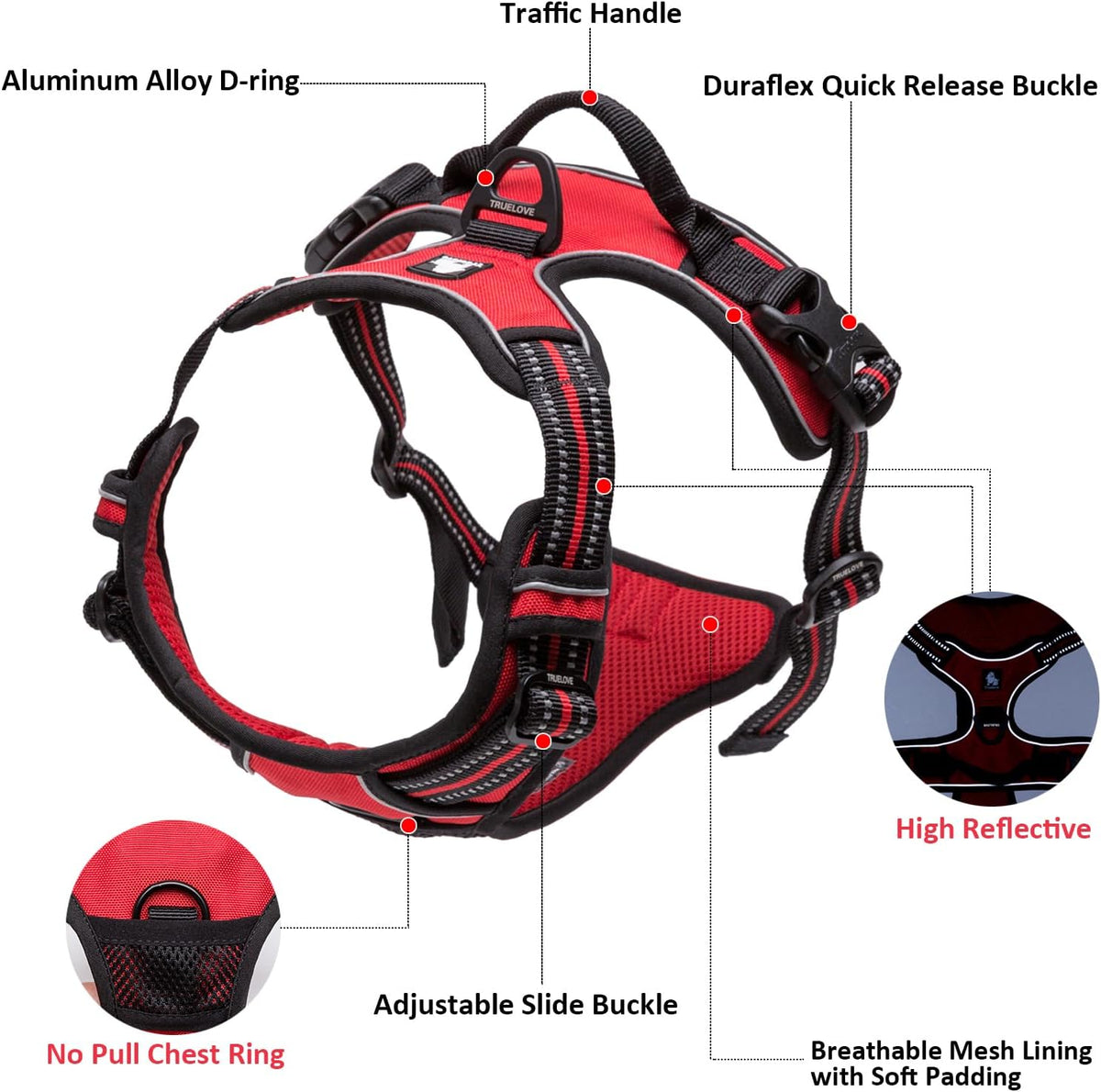 Ultimate Comfort Adjustable No-Pull Dog Harness - Reflective Vest for Medium Breeds in Royal Blue