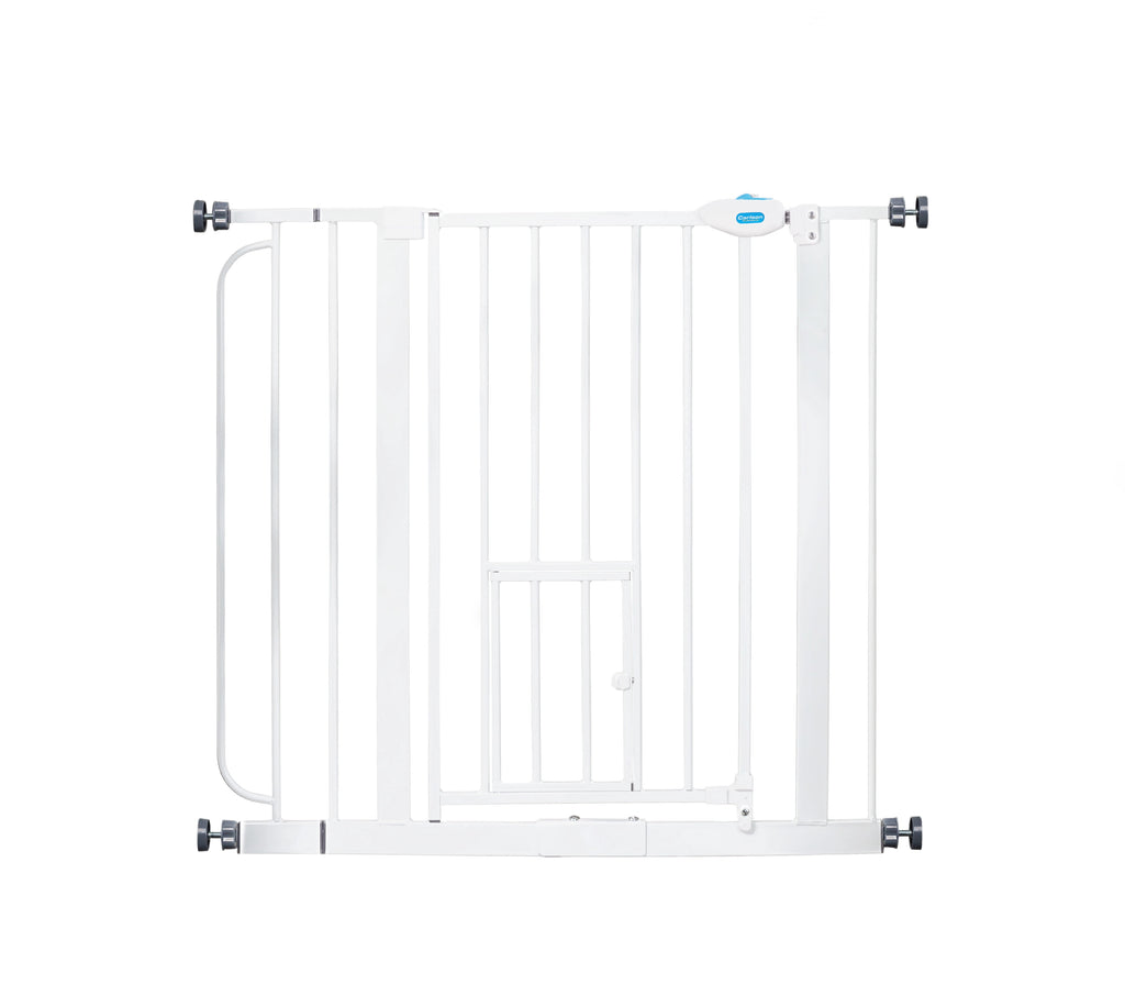 Carlson Extra Wide Walk-Through Pet Gate, 29"-38.5" Wide, Small Door, White
