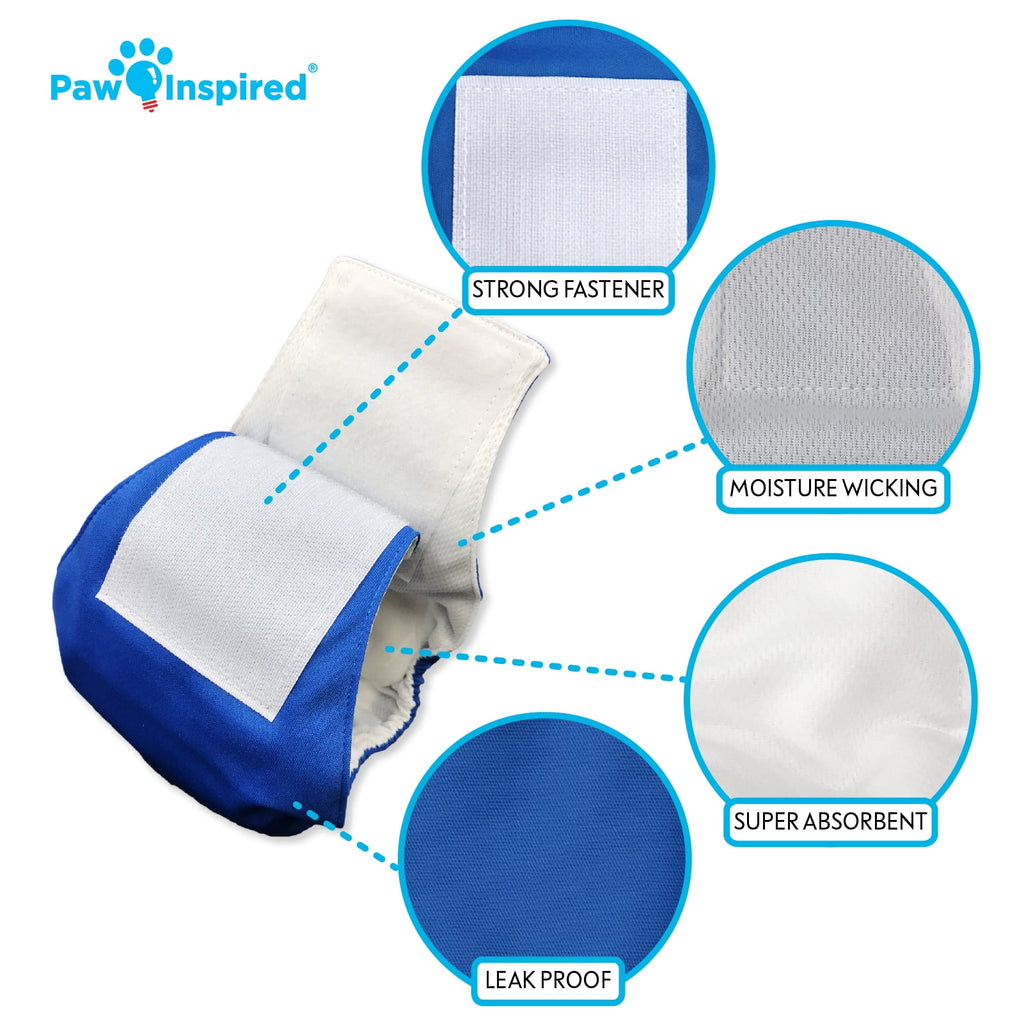 Reusable Male Dog Diapers, Washable Belly Bands for Male Dogs, Dog Wraps for Incontinence (Small (3Ct), Assorted (White Lining))