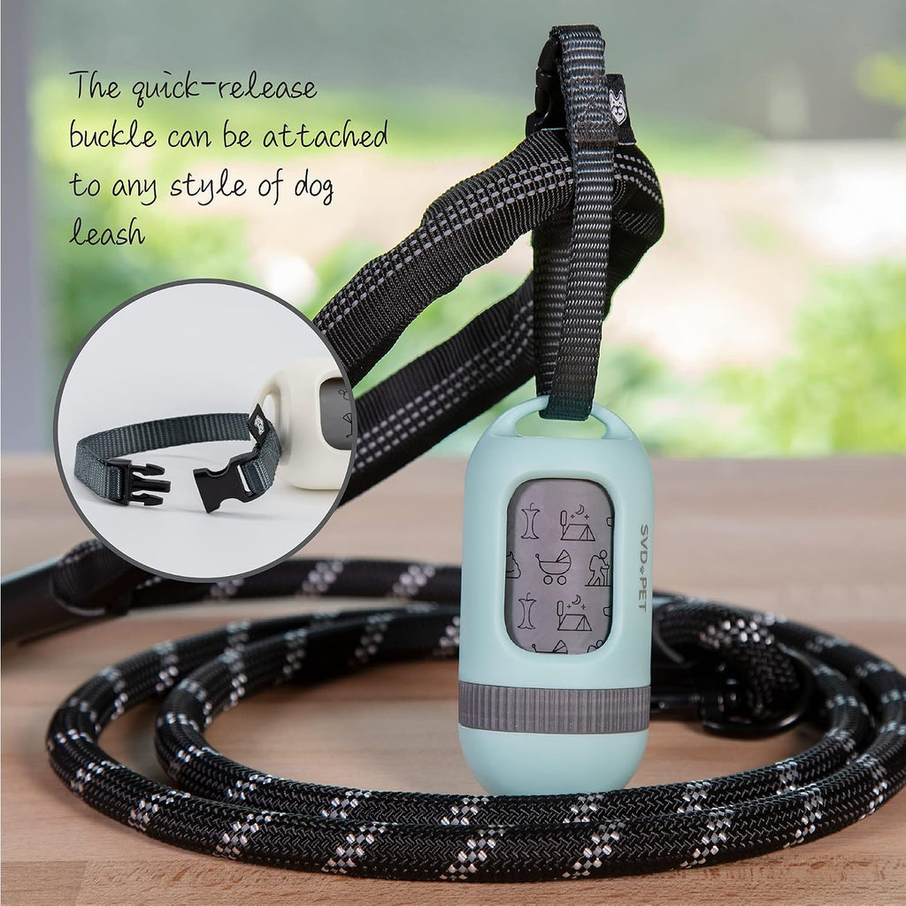 Stylish Misty Jade Dog Poop Bag Dispenser with Retractable Feature – Keep Your Walks Hassle-Free!