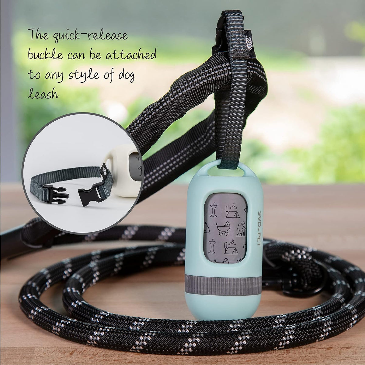 Stylish Misty Jade Dog Poop Bag Dispenser with Retractable Feature – Keep Your Walks Hassle-Free!