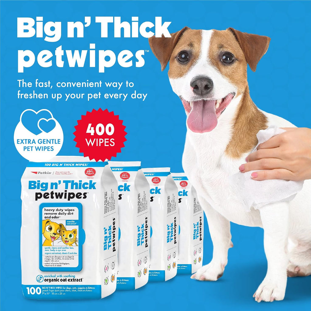 Ultimate Pet Wipes for Dogs and Cats - 400 Large Cleansing Wipes for Ears, Face, Body & More - Perfect for Home or Travel - 4 Packs of 100 Wipes