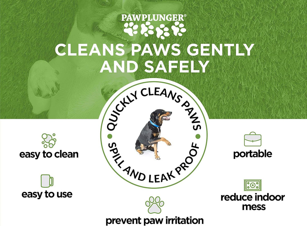 Paw Plunger – Dog Paw Cleaner - Dog and Puppy Essentials - Portable Dirty Paw Washer - Ideal for Medium Dogs - Black