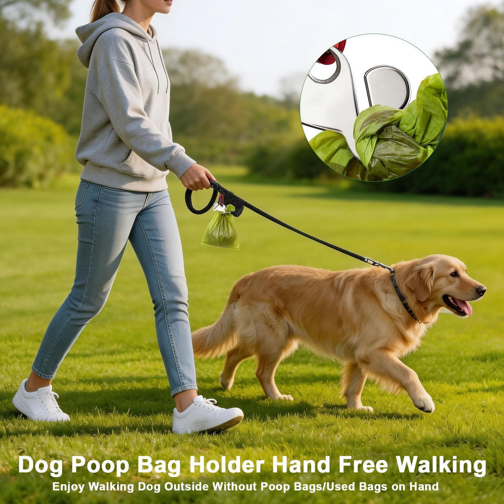 Stylish Red Dog Poop Bag Holder with Metal Clip - Convenient 2-Pack Waste Bag Dispenser