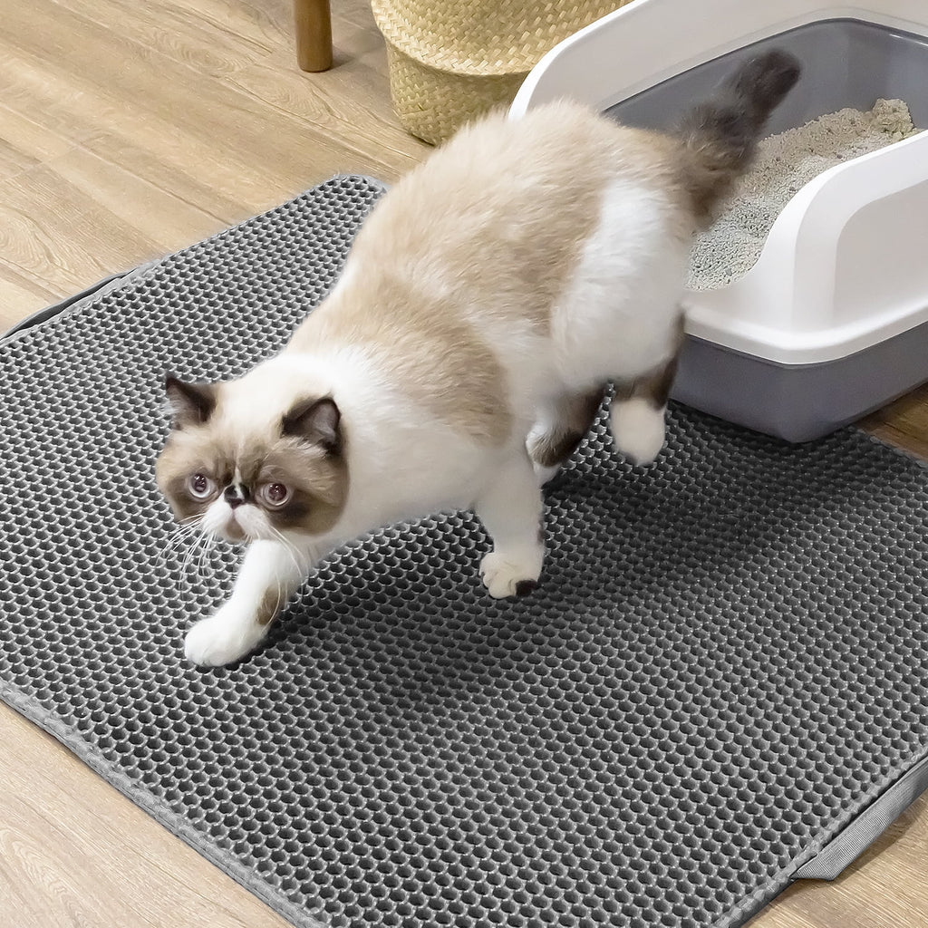 Cat Litter Mat - 30"X24" Honeycomb Double Layer, Urine Waterproof, and Easy to Clean