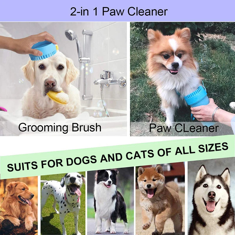 Portable Dog Paw Cleaner Cup Brush 2 in 1 Safe Soft Silicone Pet Claw Foot Washer Efficient Cleaning Tools Outdoors