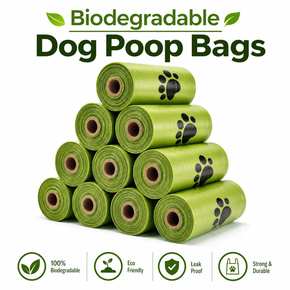 Thick leak-proof dog poop bags, 10 rolls