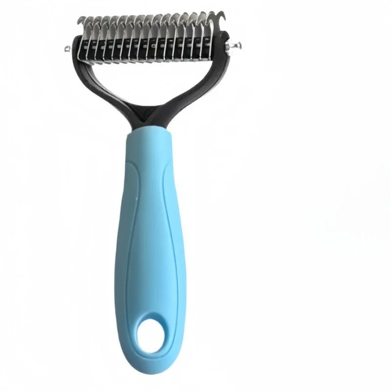 Double Sided Stainless Steel Pet Deshedding Brush Dog Grooming Comb for Shedding and Dematting - Efficient Pet Care Tool