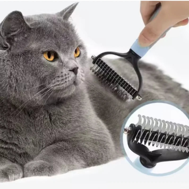 Double Sided Stainless Steel Pet Deshedding Brush Dog Grooming Comb for Shedding and Dematting - Efficient Pet Care Tool